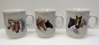 3 st. Muggar med Häst huvud 3 olika motiv