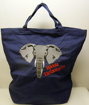 Praktisk broderad tygkasse "Rädda Elefanterna"! 
