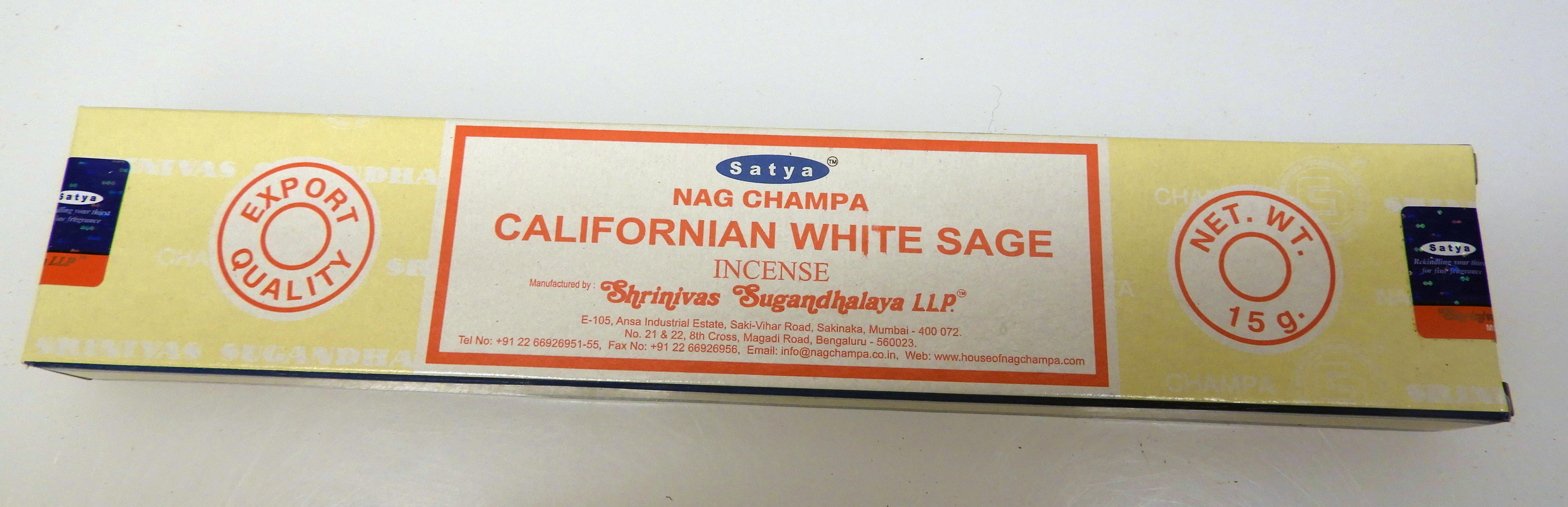 Rökelser Nag Champa California White Sage 15 g.