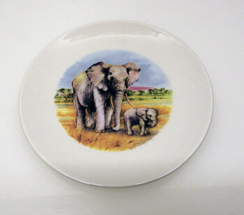Liten Tallrik med Elefant med unge