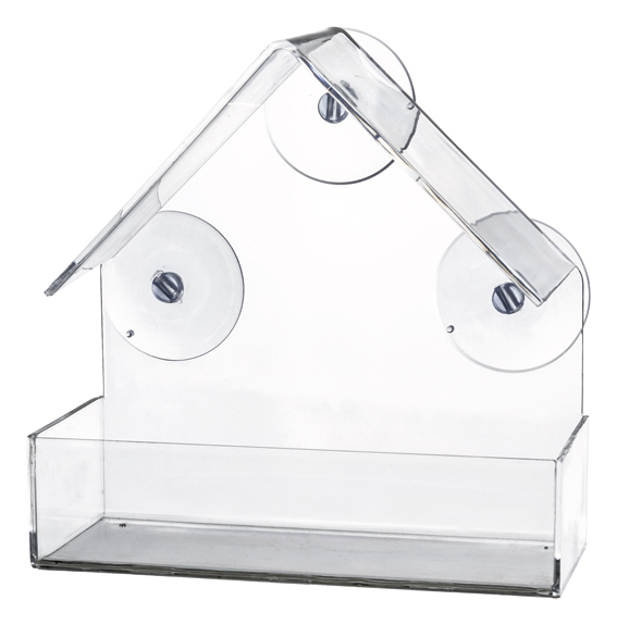 Vildfågelmatare för fönster 225 ml, 15×15×6 cm, transparant