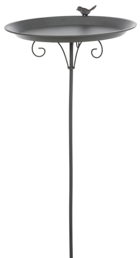 Fågelbad stående, metall, 1,800 ml/ø 35 cm, grå