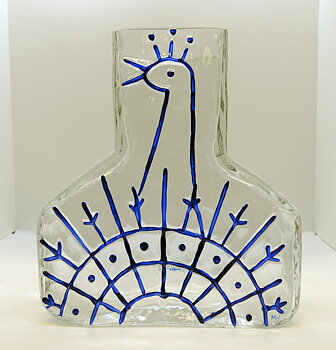 Glasvas av Wiktor Berndt, Påfågel, blå