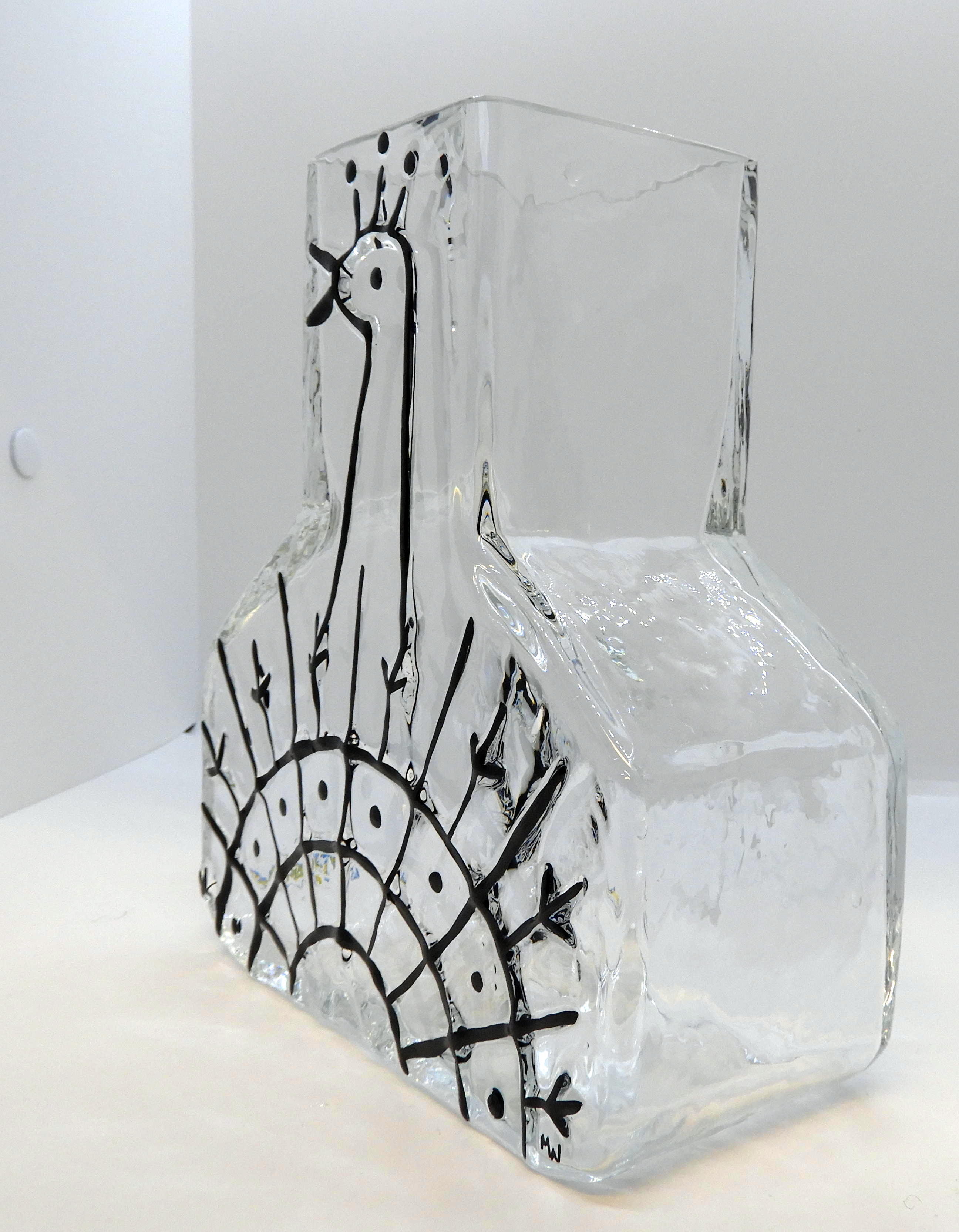Glasvas av Wiktor Berndt, Påfågel, svart - 2