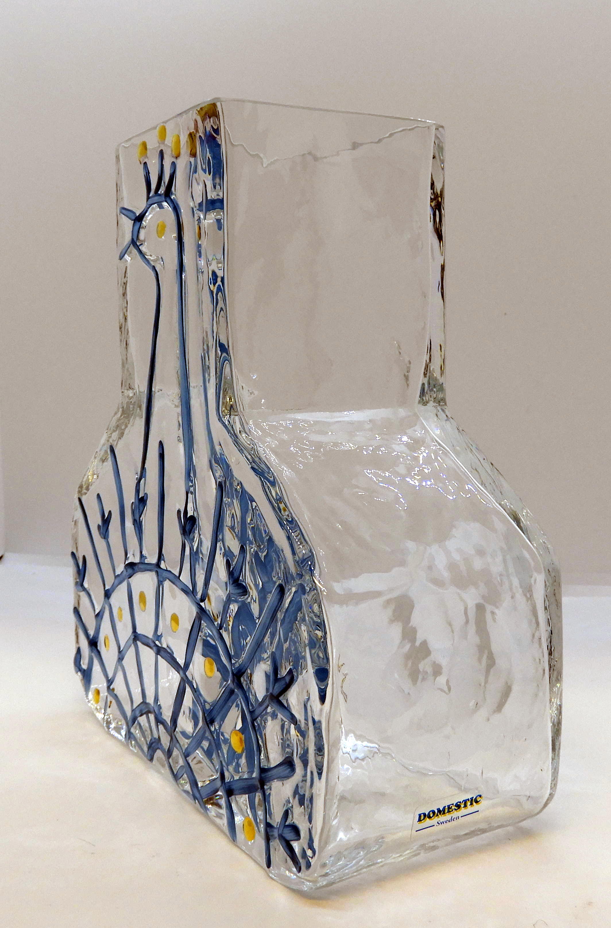 Glasvas av Wiktor Berndt, Påfågel, blå/guld - 2