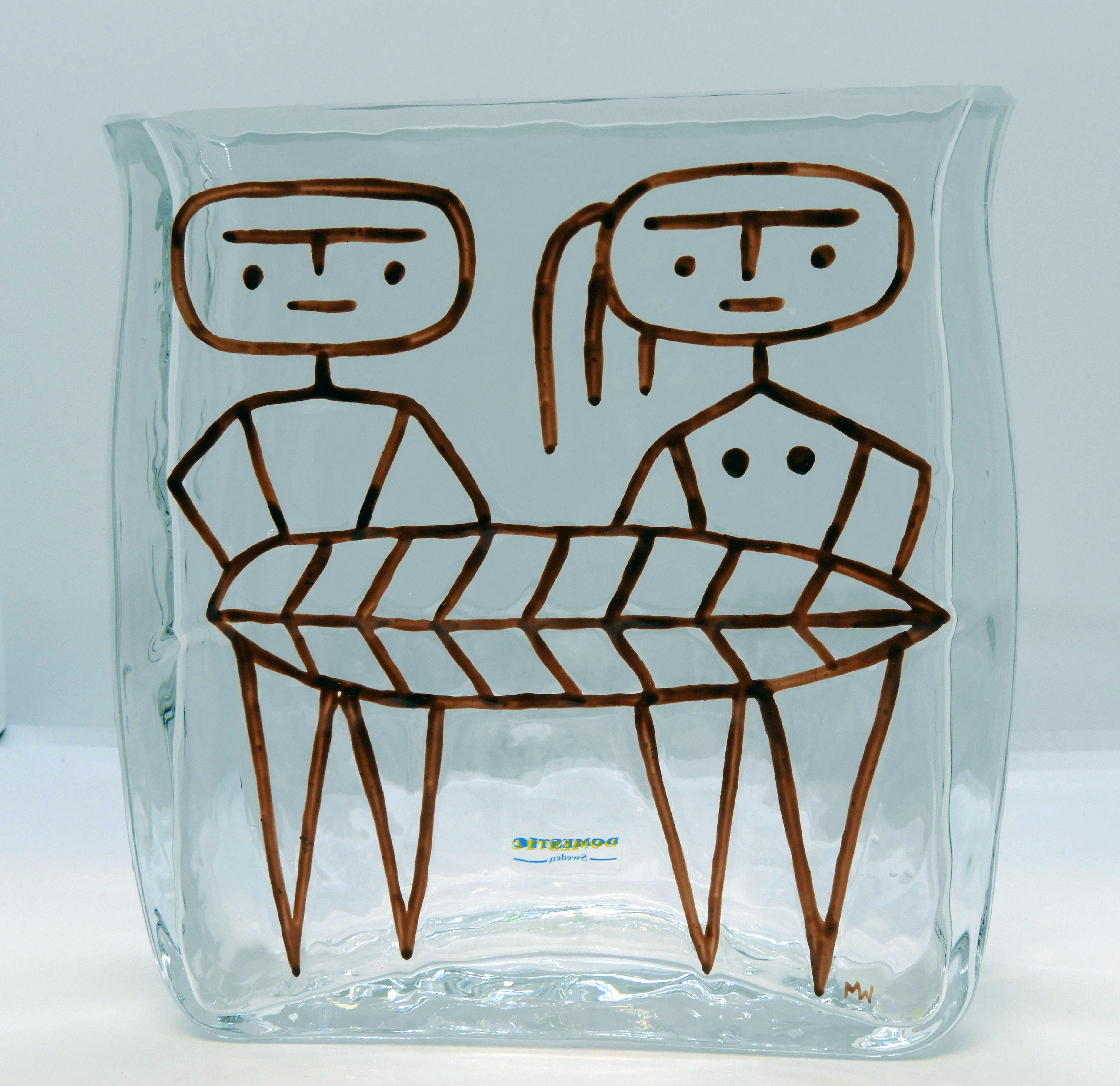 Glasvas av Wiktor Berndt, Adam & Eva, brun