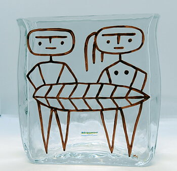 Glasvas av Wiktor Berndt, Adam & Eva, brun