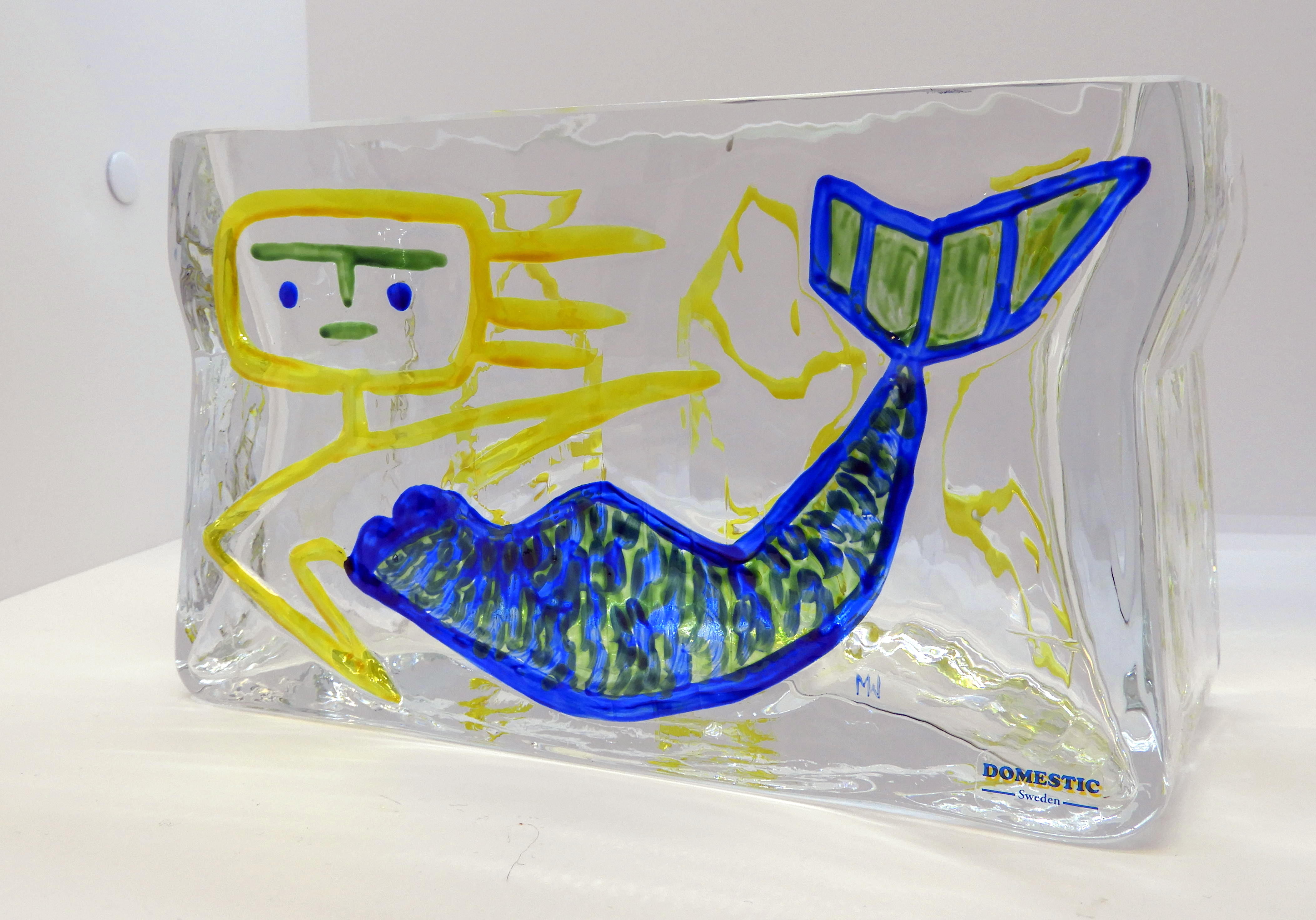 Glasvas av Wiktor Berndt, Sjöjungfru, Röd/grön