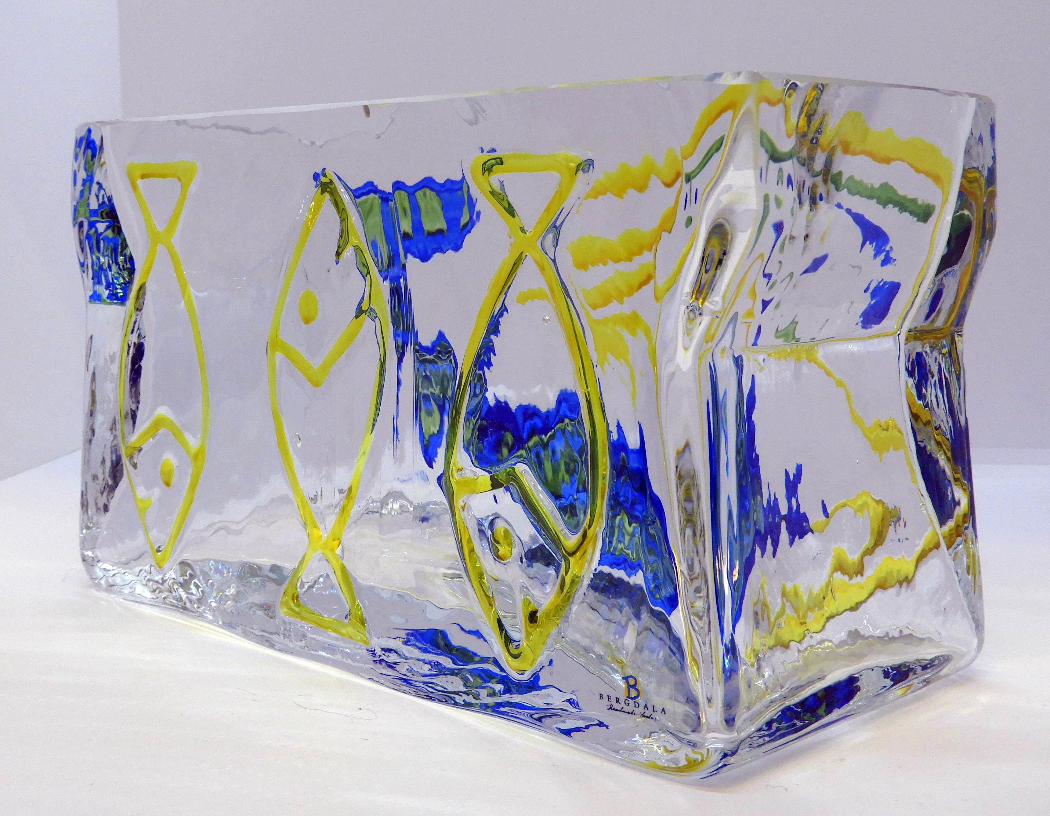 Glasvas av Wiktor Berndt, Sjöjungfru, Röd/grön - 2