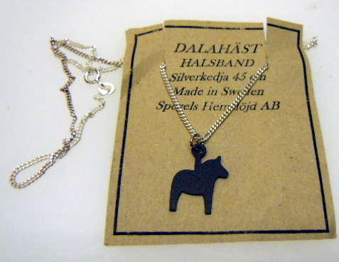 Dalahäst halsband svart litet