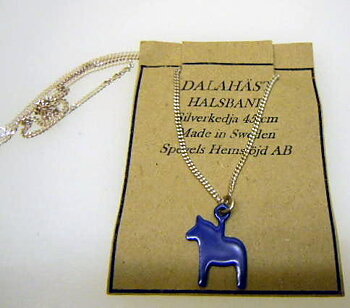 Dalahäst halsband blå litet