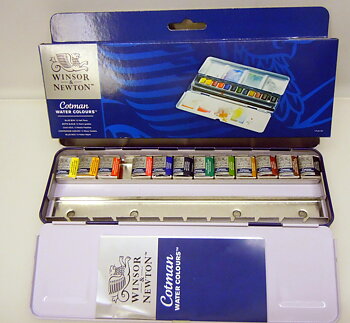 Winsor & Newton Cotman Water Colours 12 st. 1/2 kopp / Plåtbox