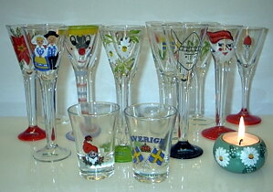 Handmålade snapsglas