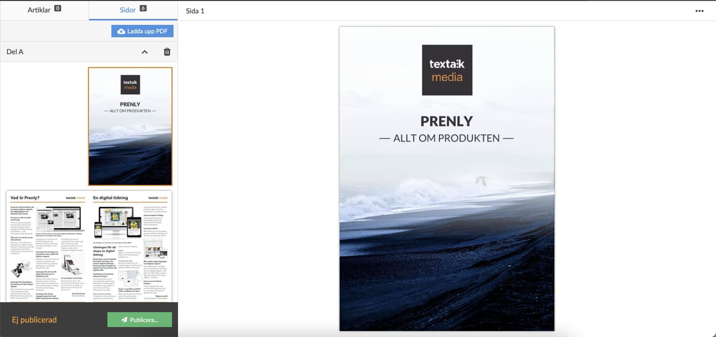 När uppladdningen är klar kommer du se resultatet. För att dina läsare skall se resultatet behöver du publicera en ny version av din publikation.