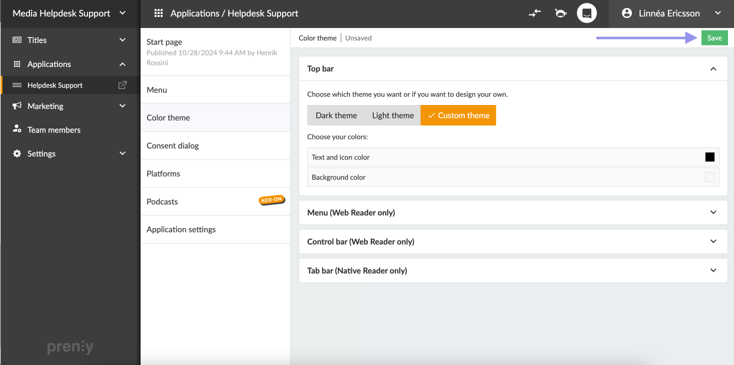Remember to select "Save" when done.