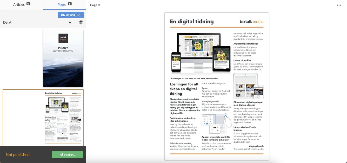 Result after page deletion.