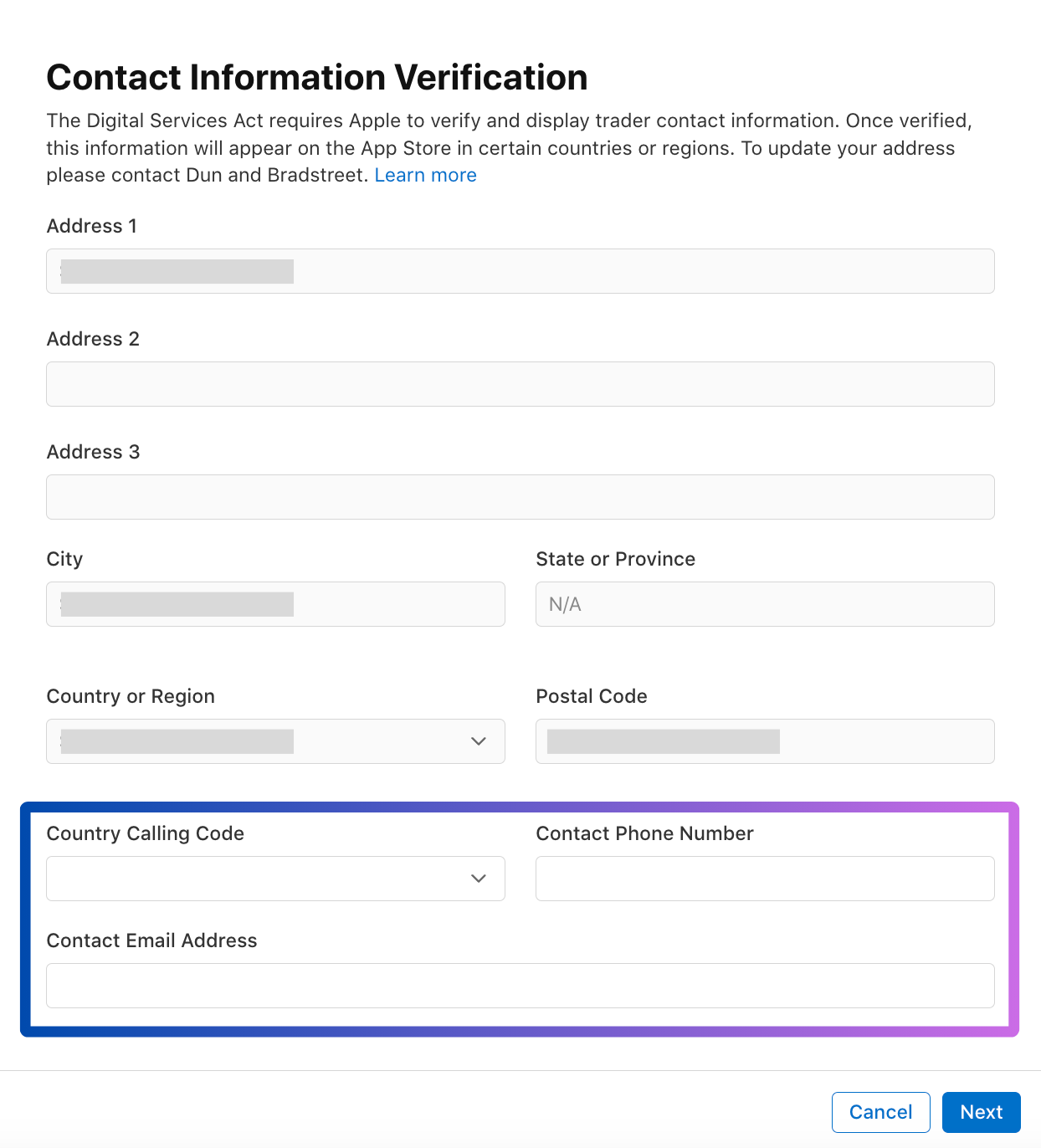 Ange organisationens offentliga kontaktuppgifter.