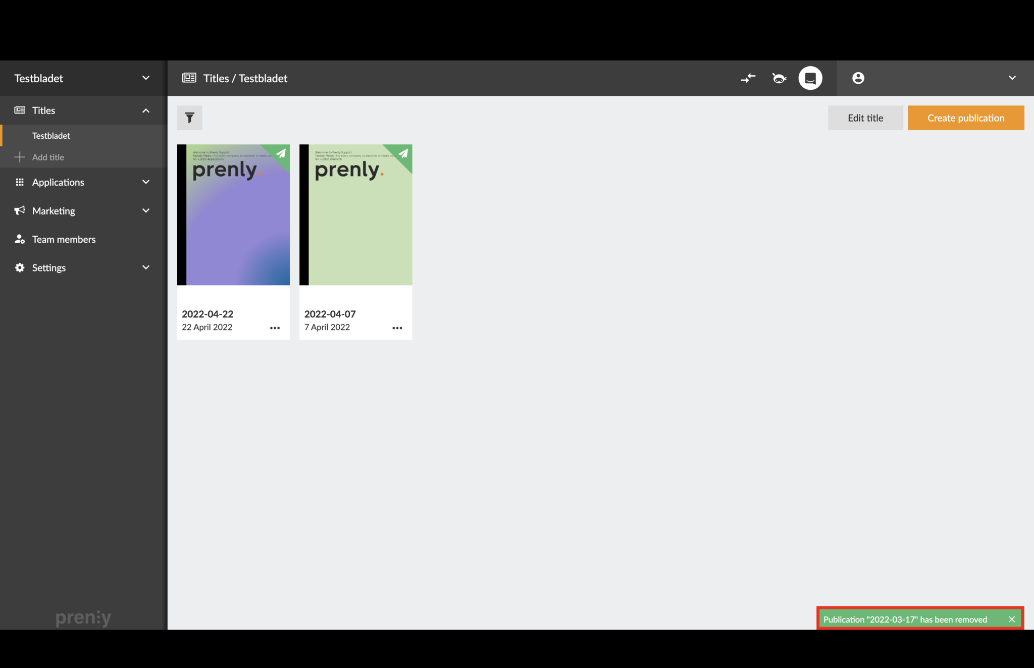 The green box in the lower right corner confirms that the removal was successful.