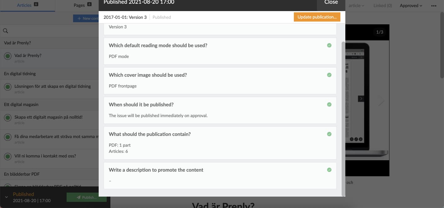 Result of the re-publishing.