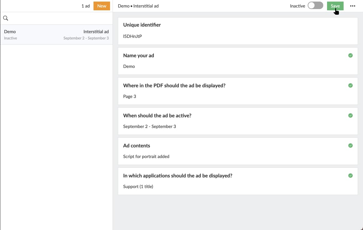 Select "Save" to save your settings.