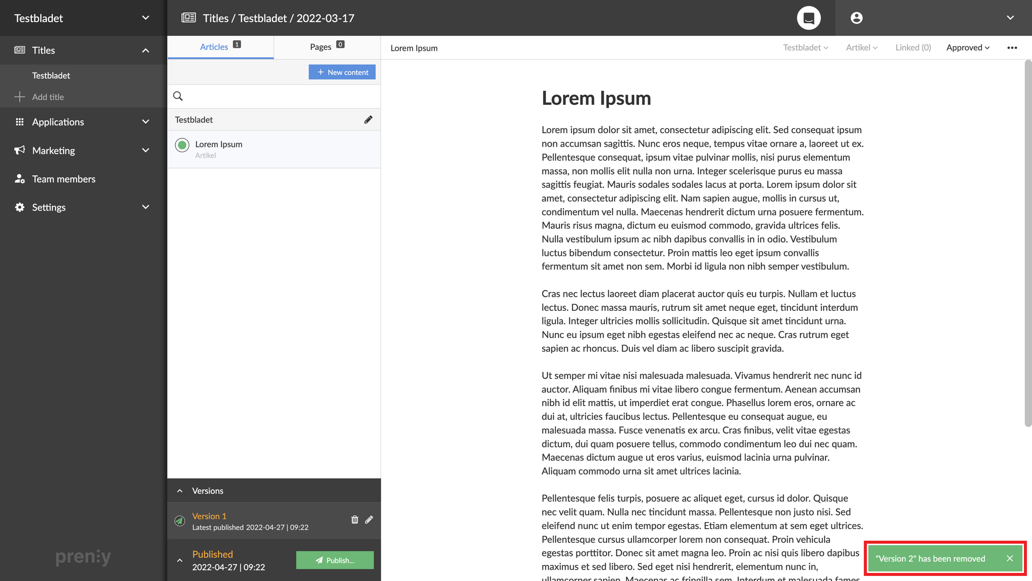 The green box in the lower right corner confirms that the removal was successful.