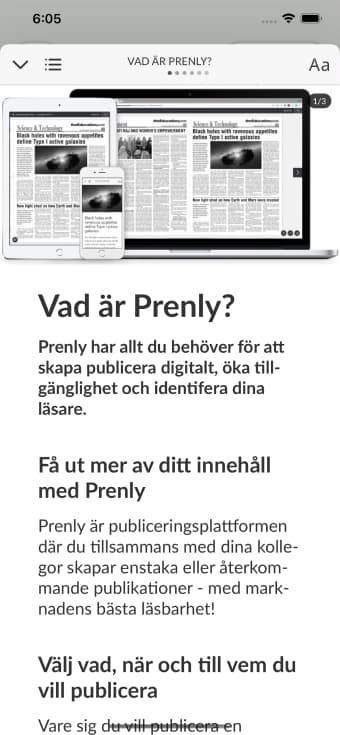 Article reading mode with deactivated speech synthesis functionality.