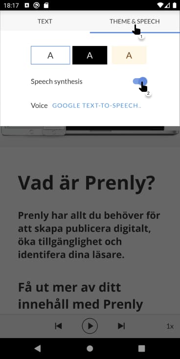 Deactivate the speech synthesis functionality within the Aa-menu and the panel "Theme &amp; Speech".