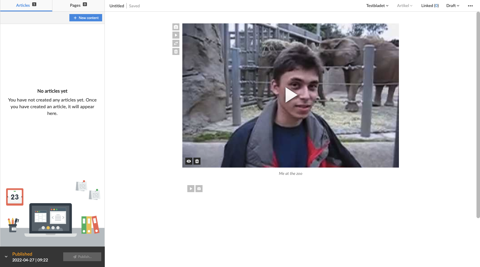 View over a new video media container added to the article.