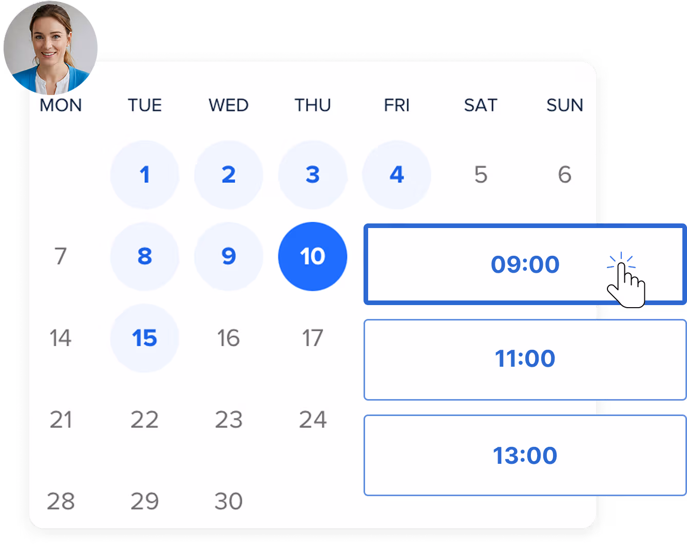 Image shows a calendar overview that allows you to book a demo directly with the Prenly team.