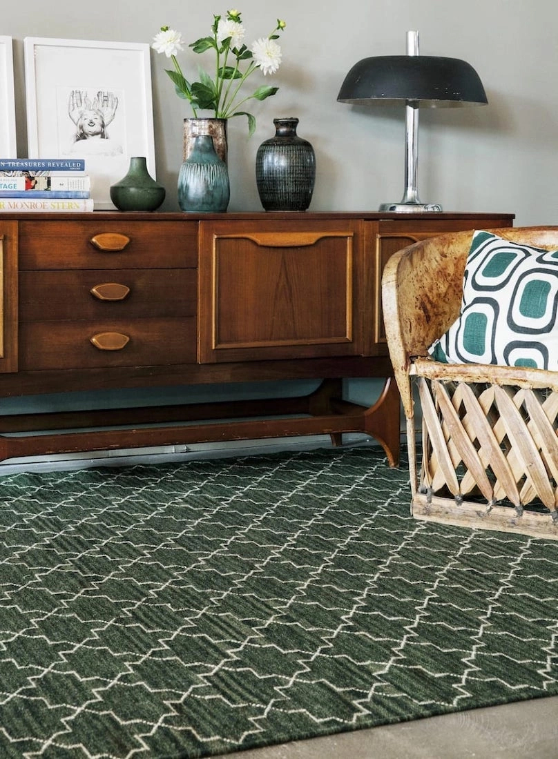 Geometric Green Melange 234x323cm - 2