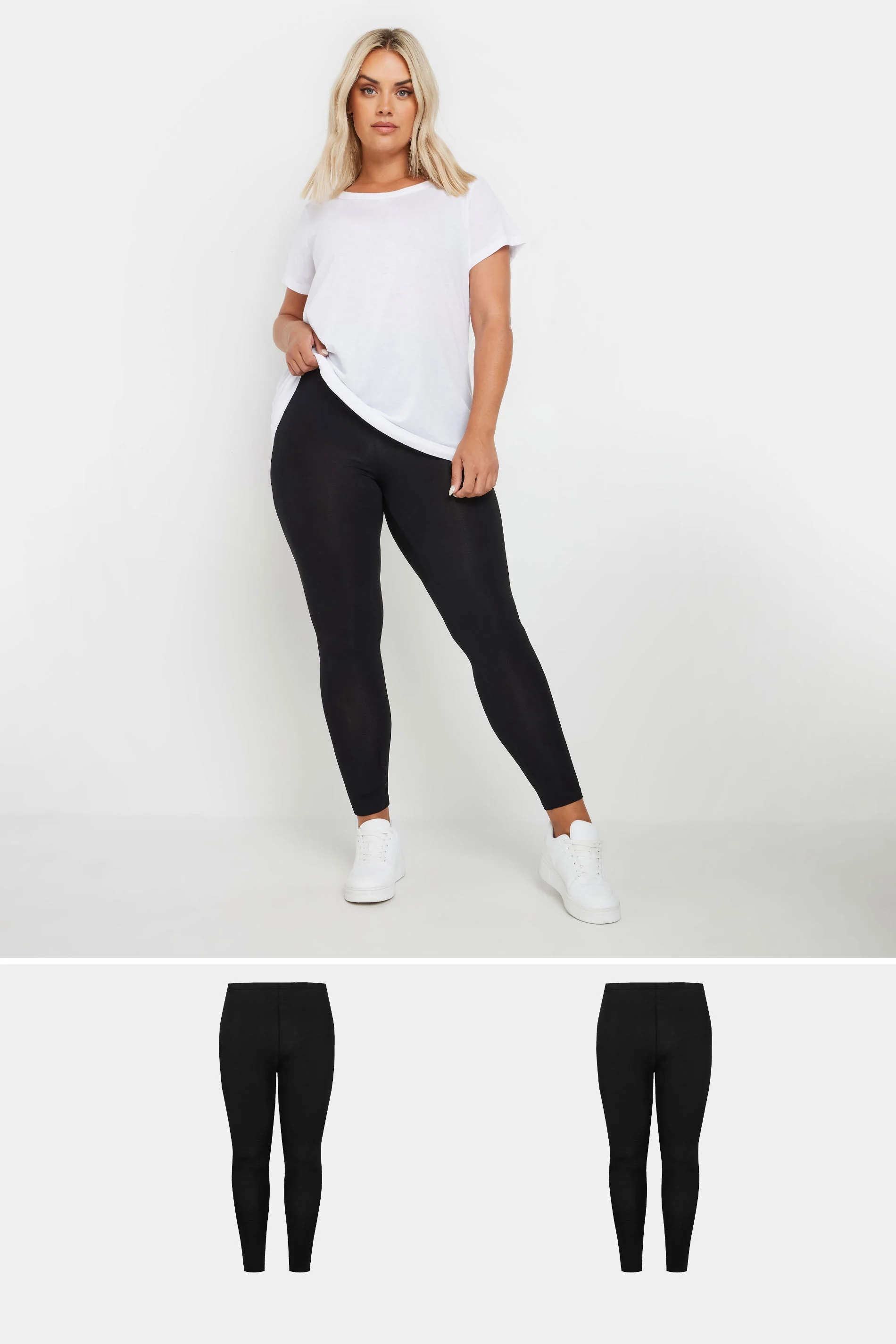 2-pack svarta leggings med resårmidja, Ylva 