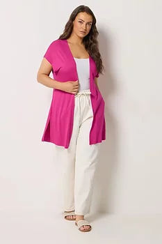 Cardigan med kort ärm, rosa 