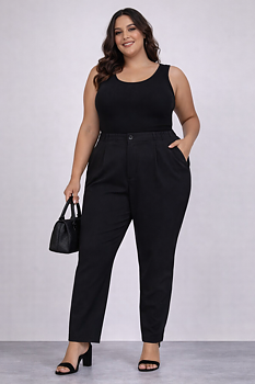 Byxa med raka ben och fickor, svart 