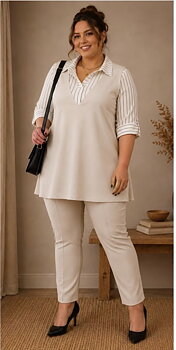Skjorta i 2-1 design, beige 