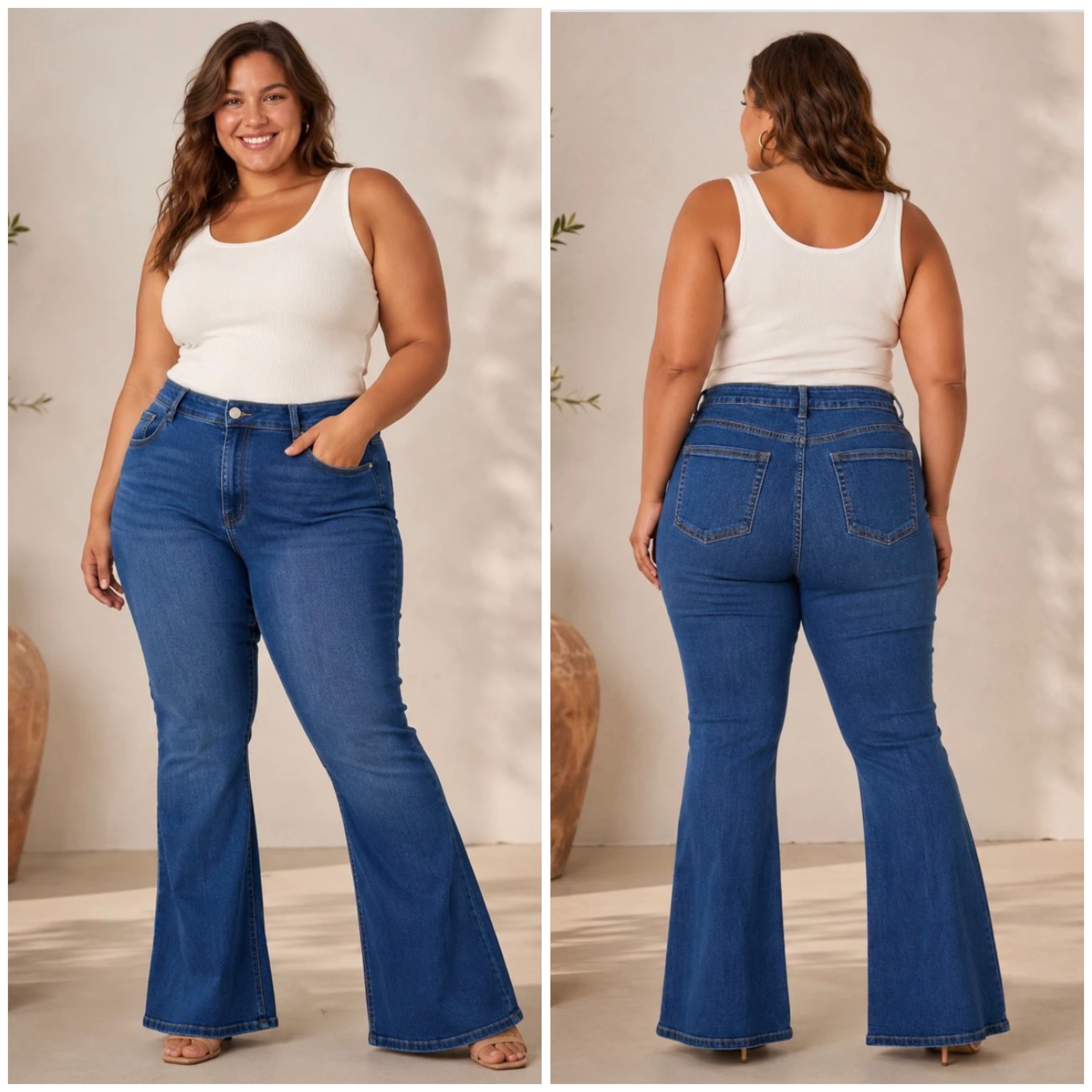 Jeans i bootcutmodell, blå 