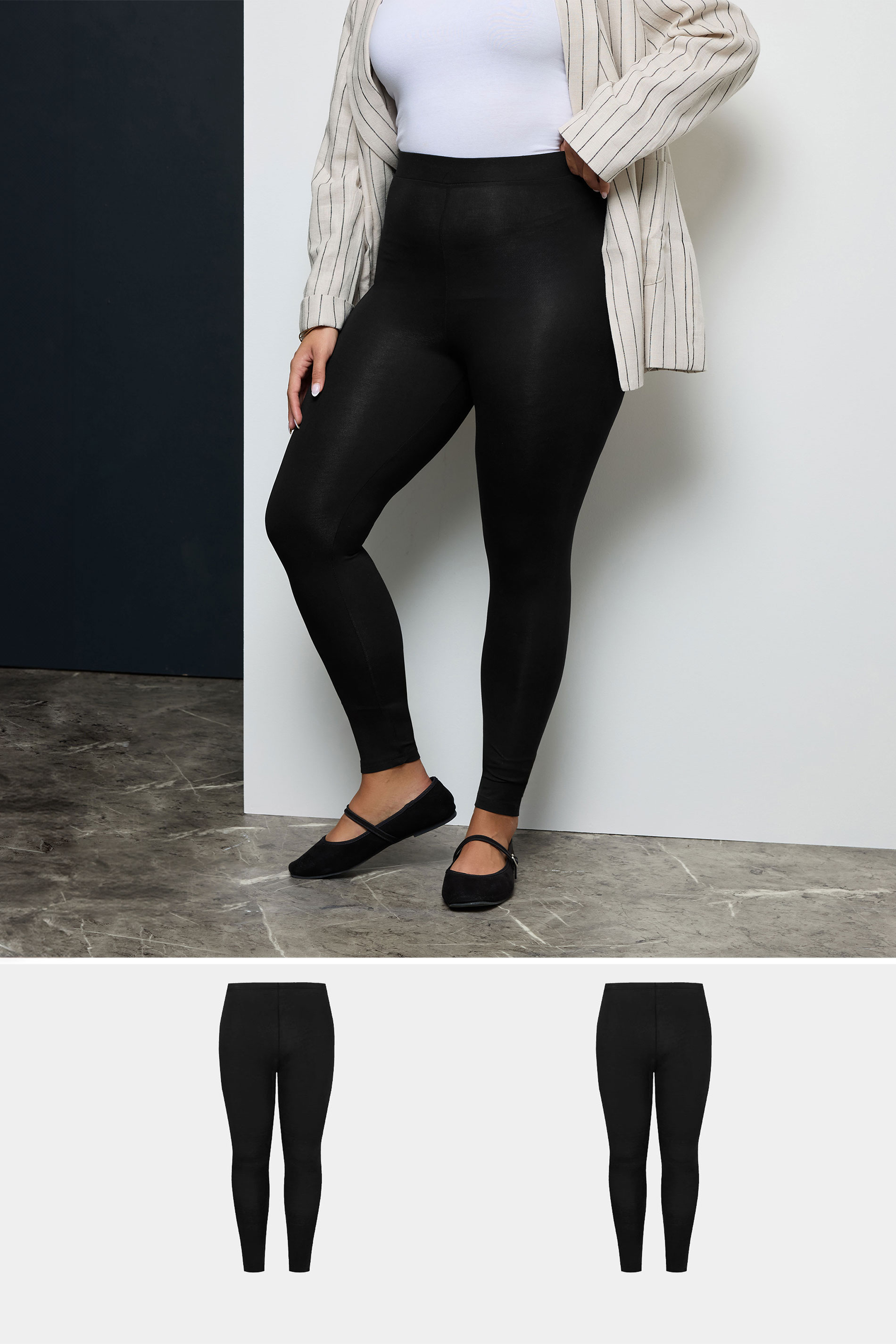 2-pack bomullsleggings, Yrsa, svart 