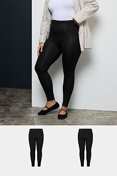 2-pack bomullsleggings, Yrsa, svart 