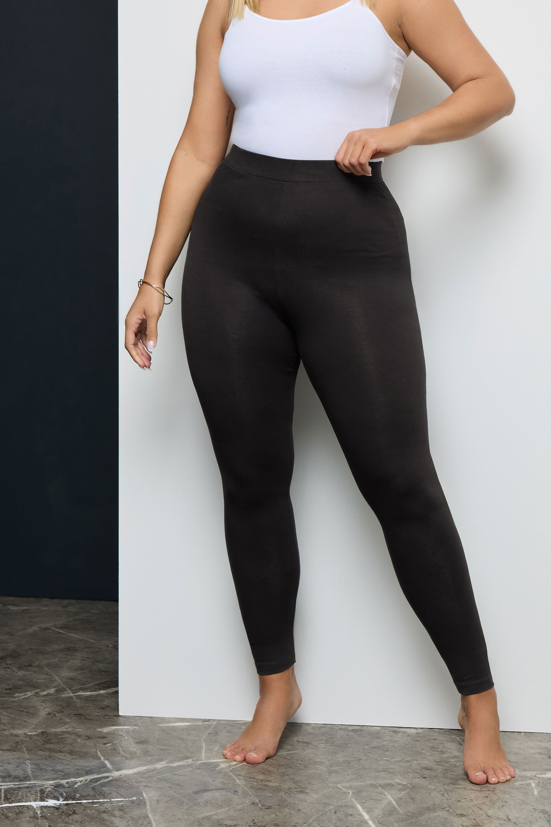 2-pack bomullsleggings, Yrsa, svart  - 2