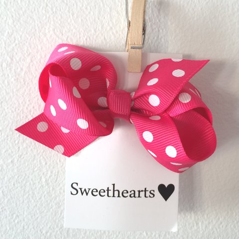 Sweethearts Hårrosett Classic Polkadot MÖRKROSA 20-pack