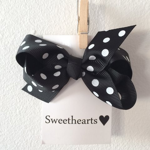 Sweethearts Hårrosett Classic Polkadot SVART 20-pack