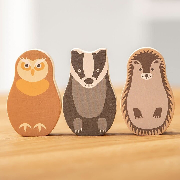 Rosa & Bo Träleksak Djurfigurer Uggla 6-pack