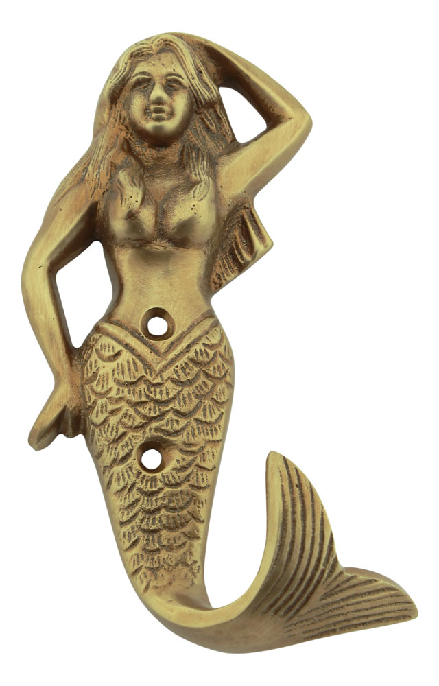Krok - Sjöjungfru, antikpatinerad mässing, 7x14cm