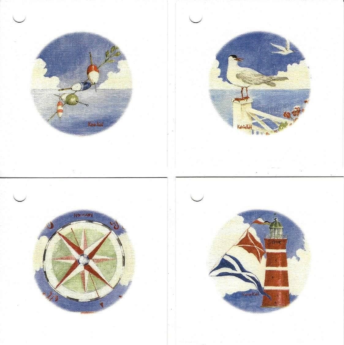 Gift tags 4 olika 7x7cm Katrin Kahl (40st/frp)