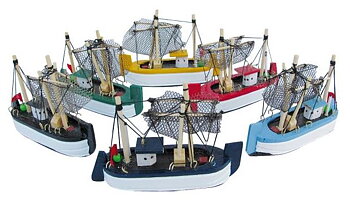 Fiskebåtar Set om 6st 10cm