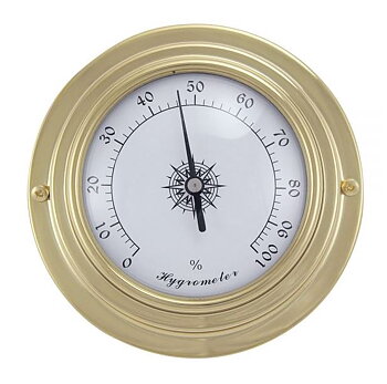 Hygrometer, mässing, Ø: 9,8/6,3cm, H: 3cm