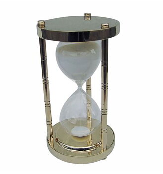 Timglas, mässing, ca 30min, H: 17cm, Ø: 9cm