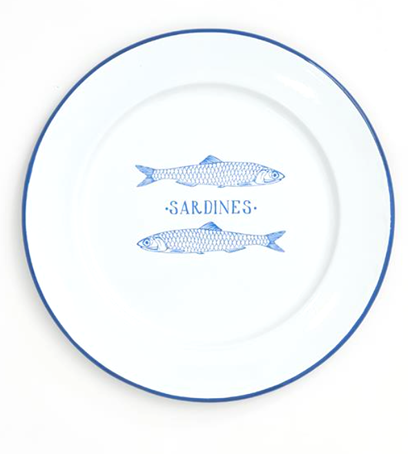 Emaljtallrik stor Sardiner
