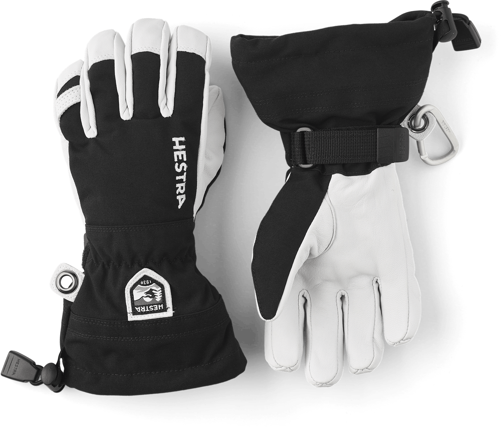 Hestra Army Leather Heli Ski Jr Svart 5-finger Handskar