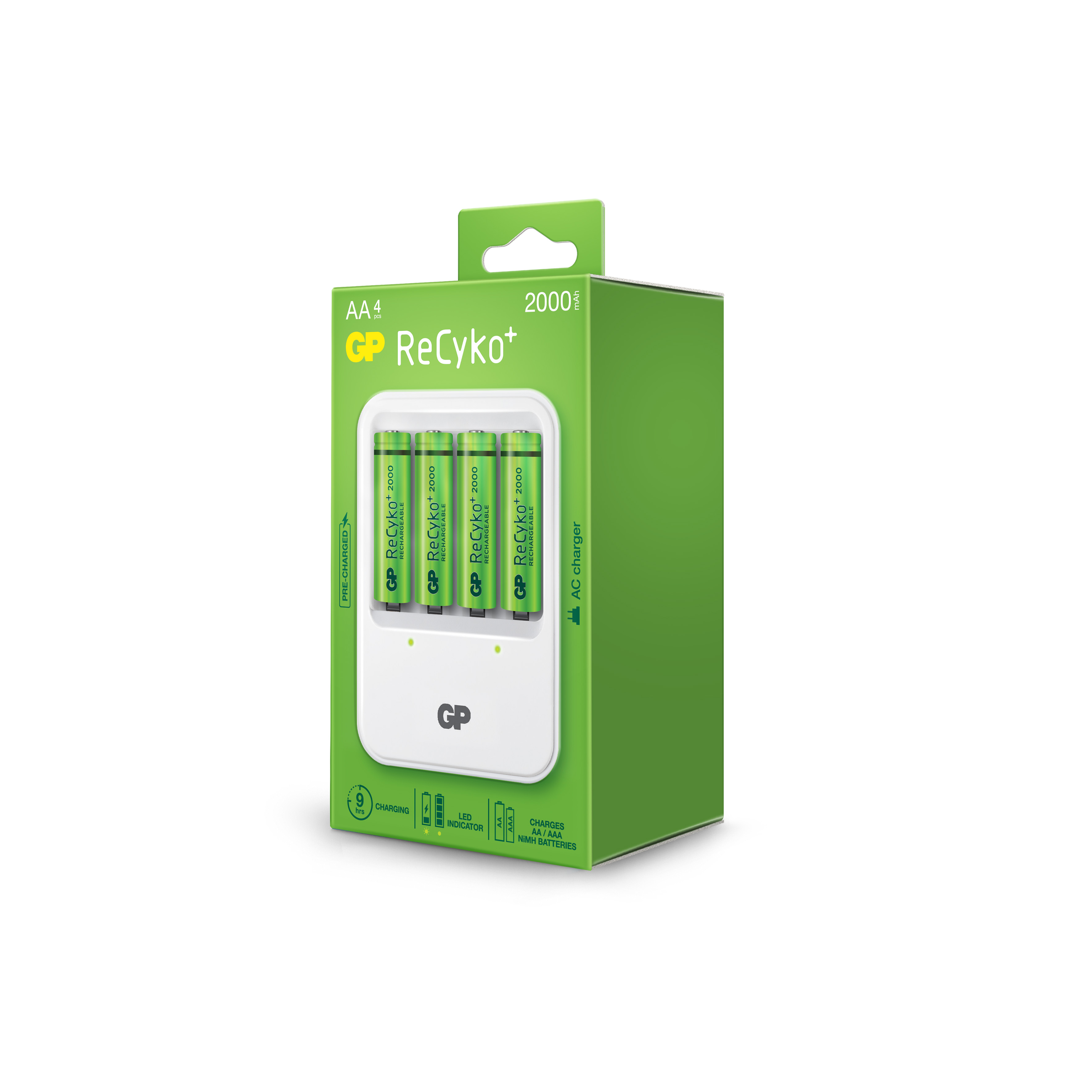 GP Laddare + 4 st AA NiMH 2000mAh - 2