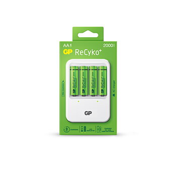 GP Laddare + 4 st AA NiMH 2000mAh